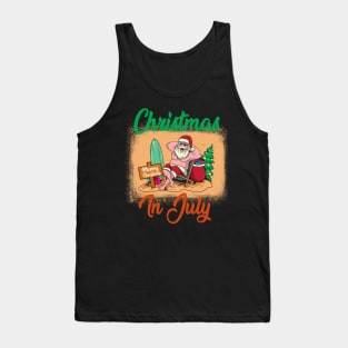 Christmas In July Funny Santa Summer Beach Vacation Tank Top